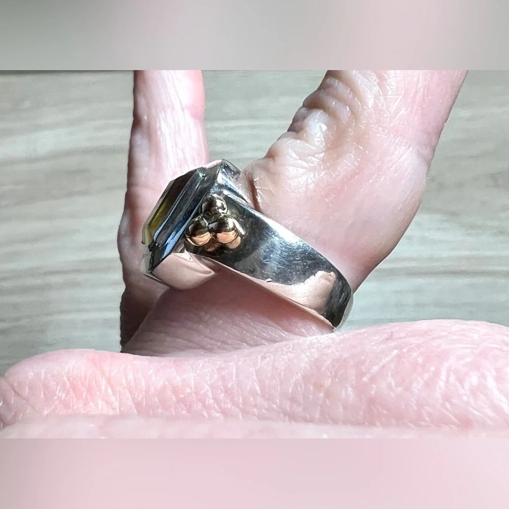 Vintage Designer Bayanihan Sterling Silver & 18K Gold Accented Citrine Ring - Picture 9 of 10